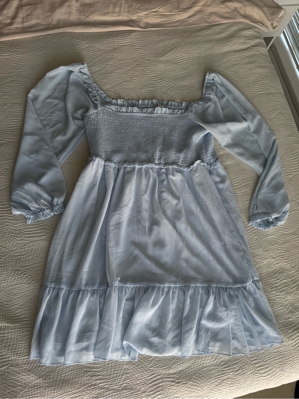 Light Blue Smocked Bodice Dress